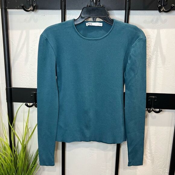 Zara ribbed teal sweater size medium - Picture 8 of 13